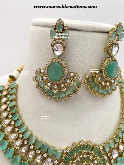 Nicole Sabyasachi inspired Moissanite Kundan and American diamond Necklace set