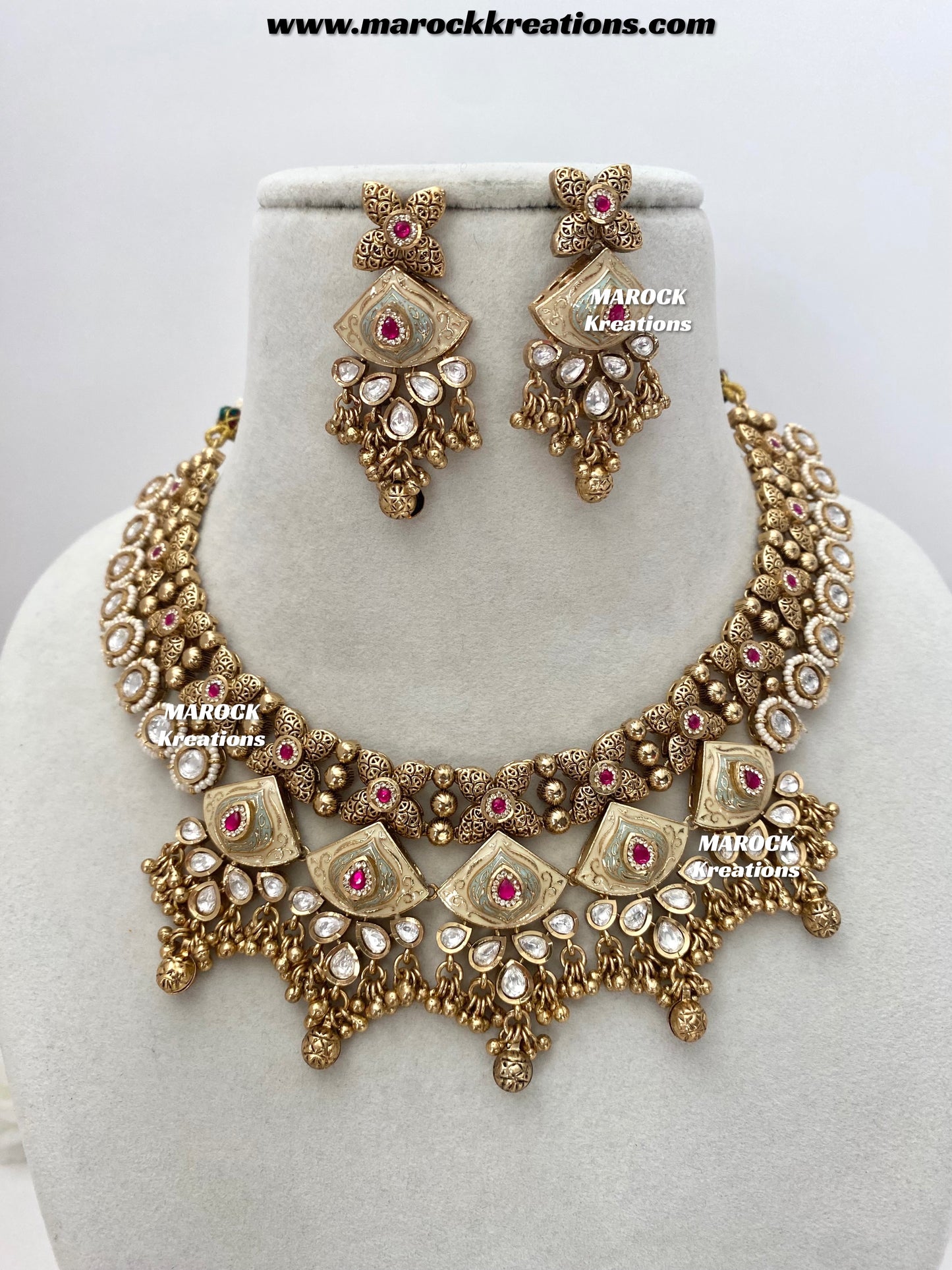 Rashida Premium Quality exclusive Gold Plated Meenakari Rajwadi necklace set
