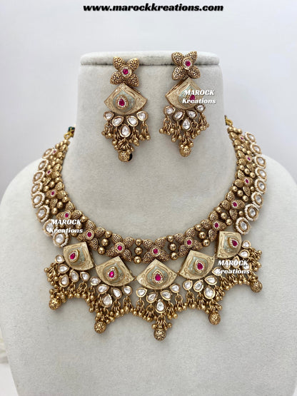 Rashida Premium Quality exclusive Gold Plated Meenakari Rajwadi necklace set