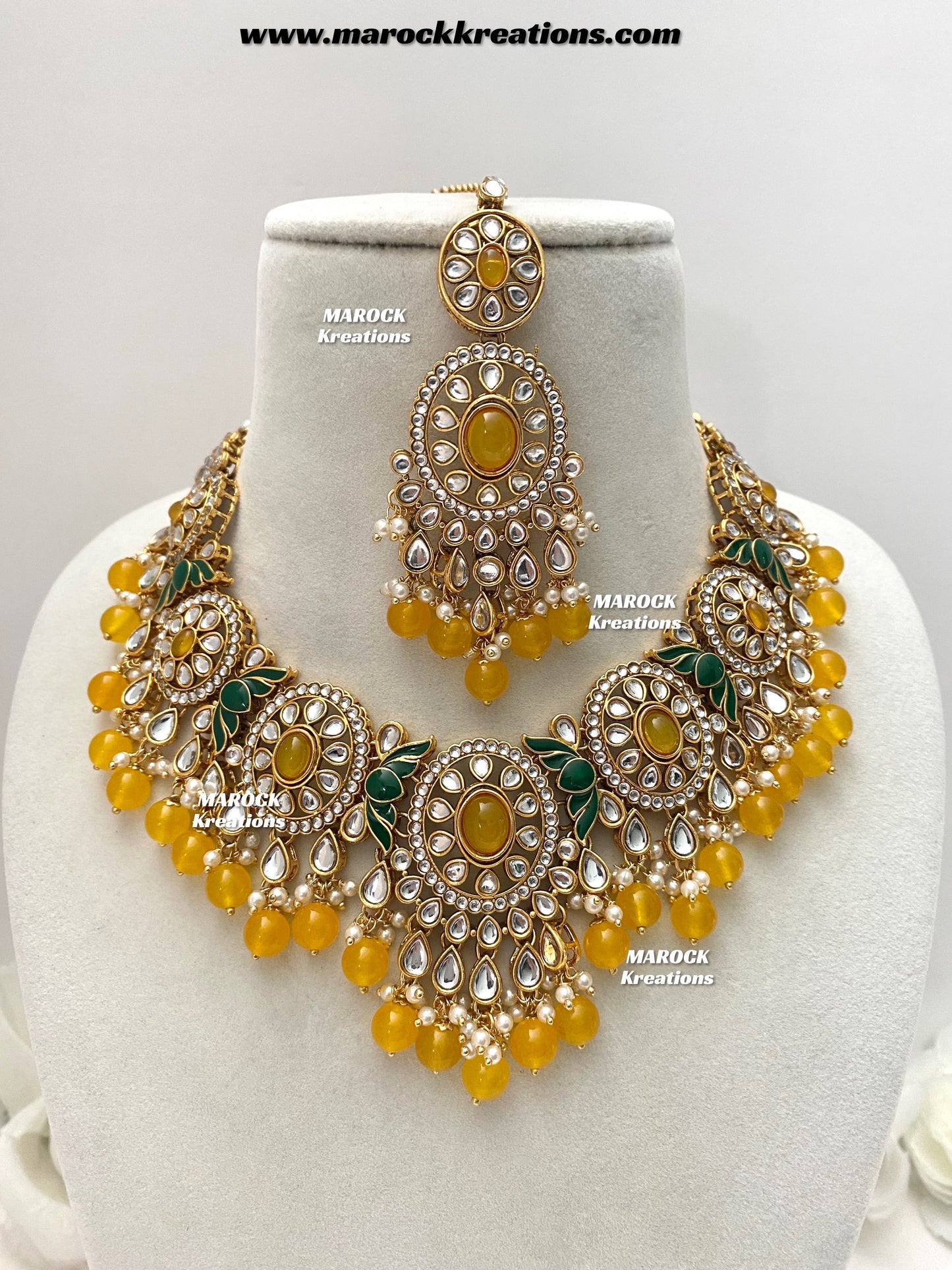 Iqra Premium Quality Kundan Meenakari Statement Necklace set