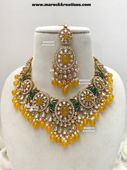 Iqra Premium Quality Kundan Meenakari Statement Necklace set