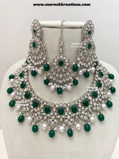 Zoila Silver Stone Necklace set