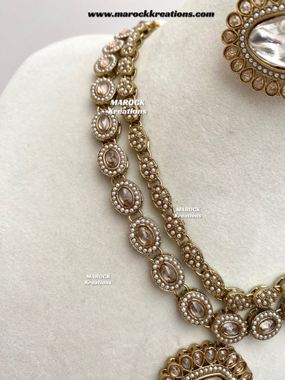 Nadira Kundan Polki double layer Necklace set
