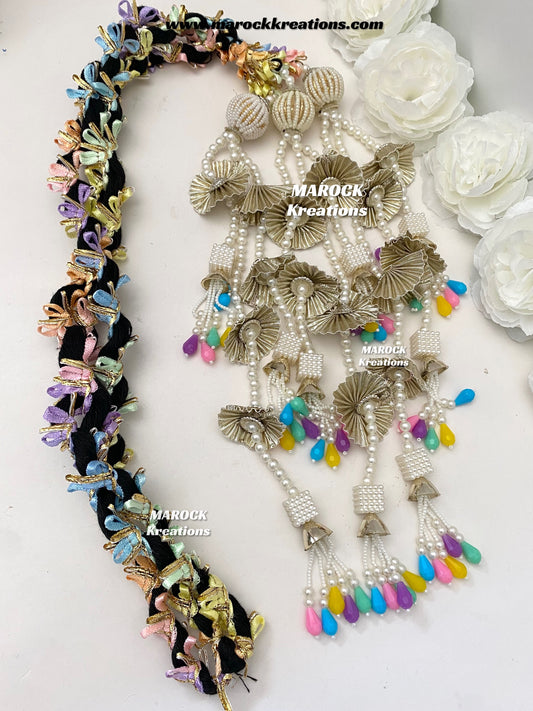 Gotta patti multi color Parandi with lace /Hair dori/Jago braid accessories
