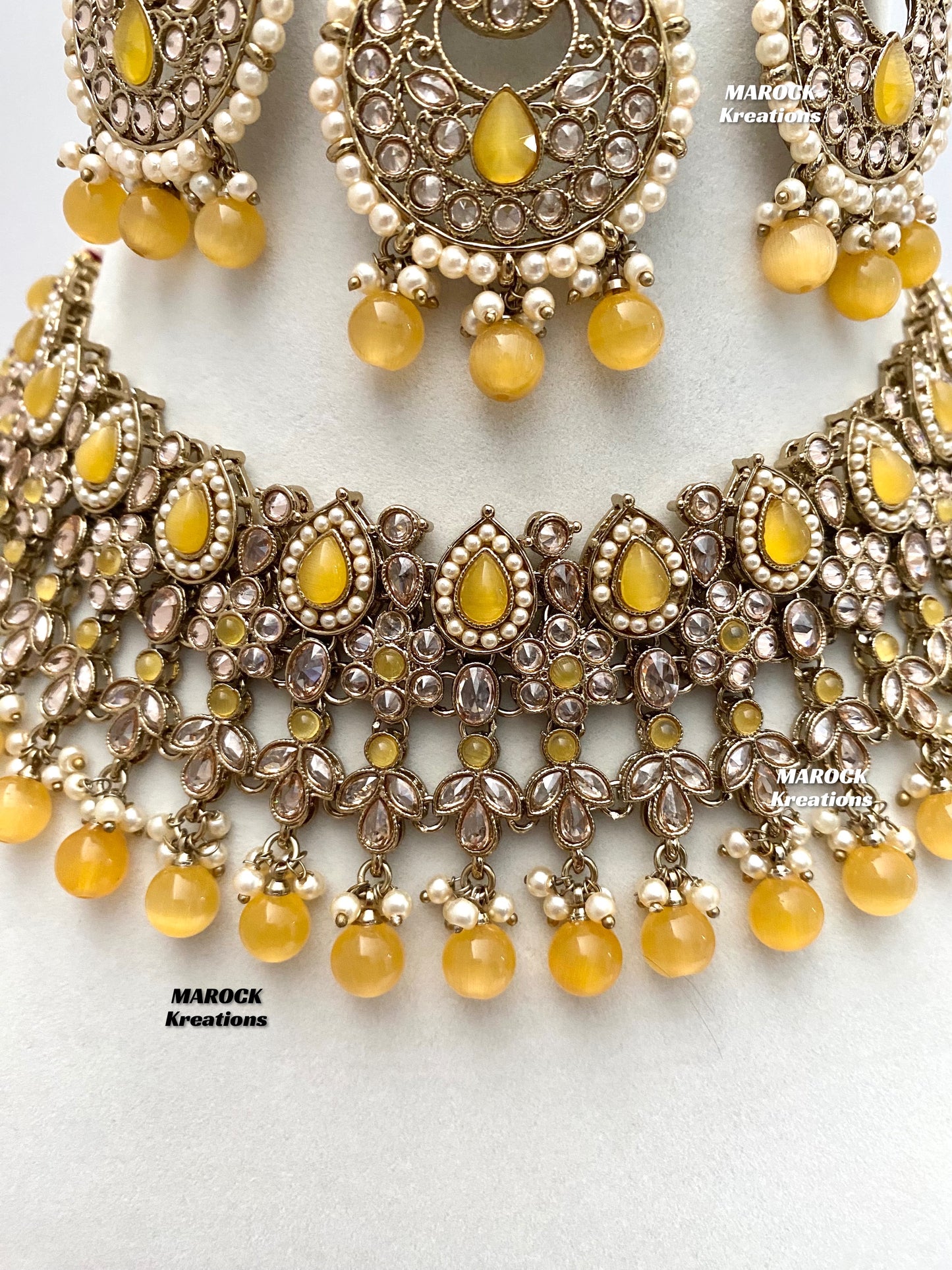 Sadhna Antique Gold Polki Necklace set