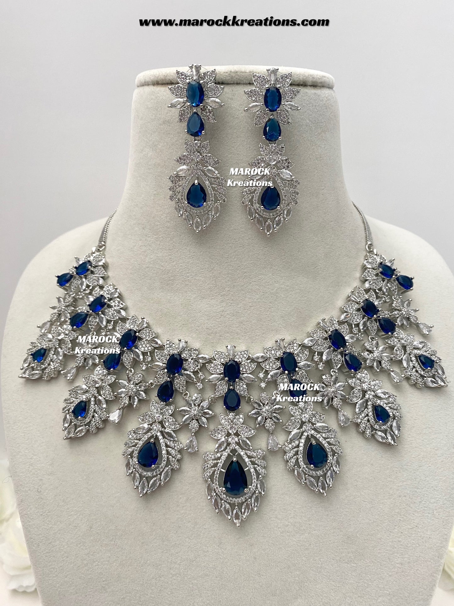 Austin Silver American Diamond Necklace set