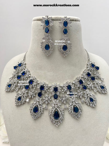 Austin Silver American Diamond Necklace set