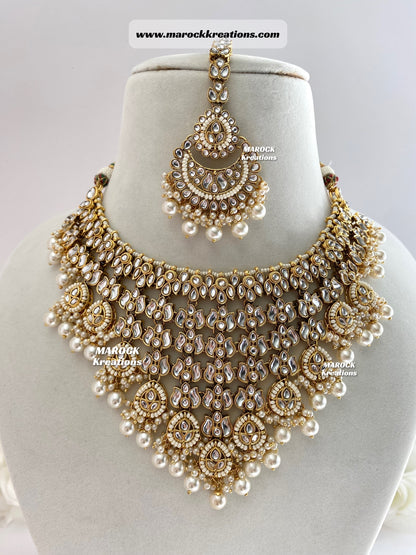 Fine Kundan V-shape Statement Necklace set