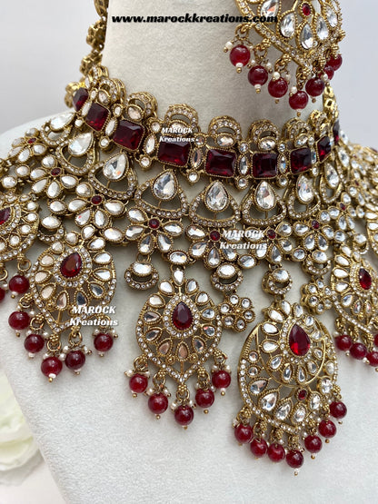 Shinal Uncut Polki Statement Necklace set/Bridal set