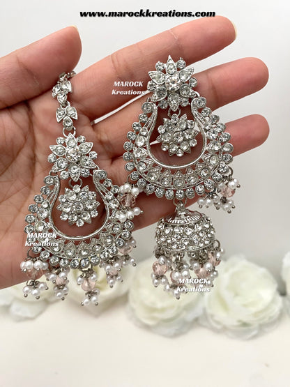 Sarwat Premium Quality Pakistani Silver Pink Bridal set/bridal jewelry