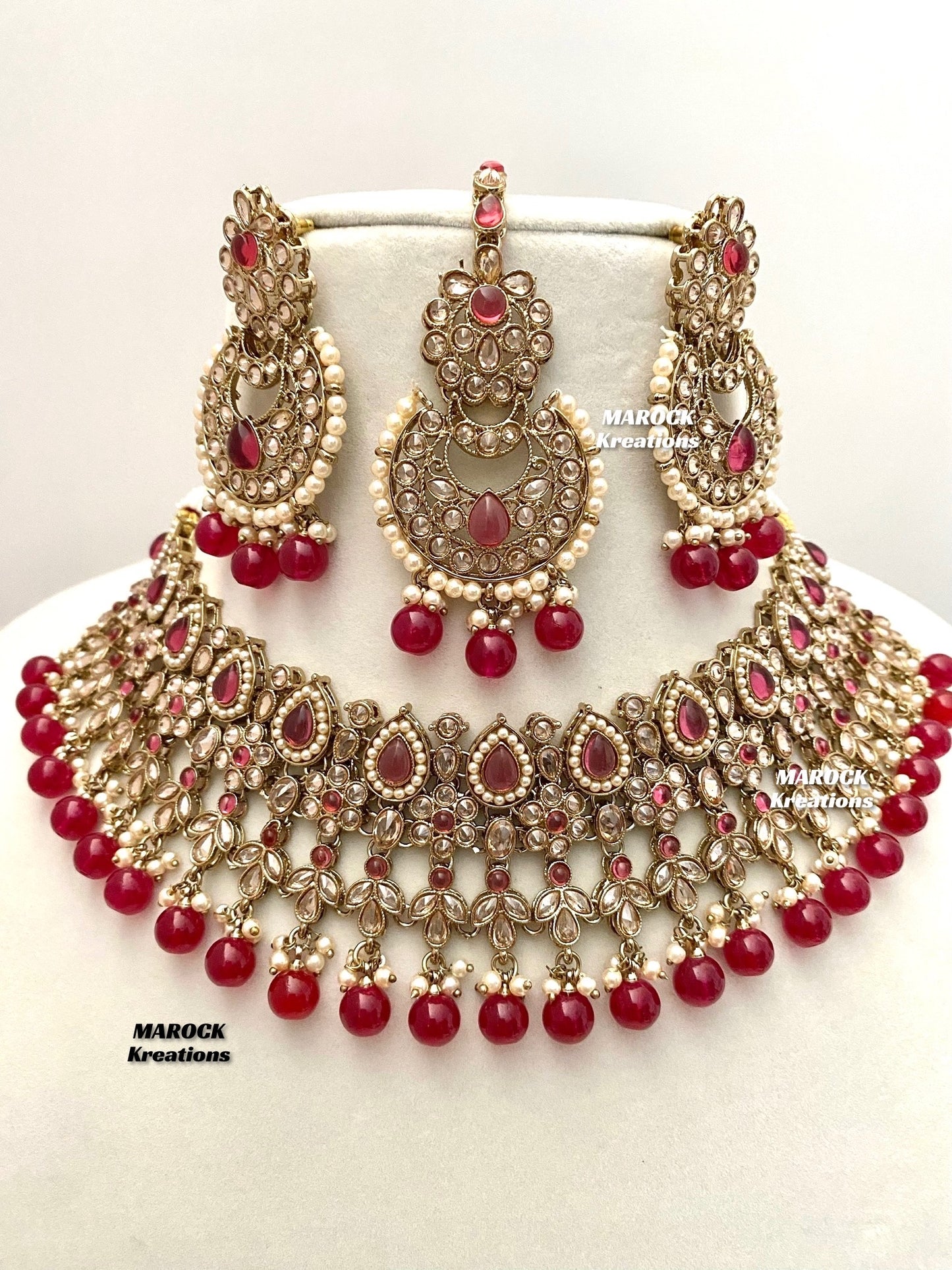 Sadhna Antique Gold Polki Necklace set