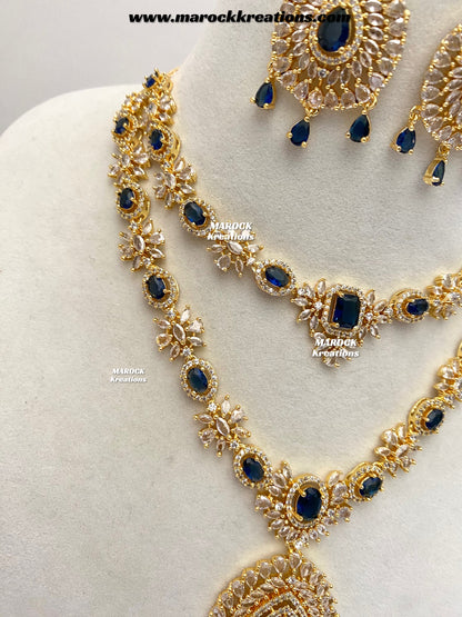 Farhat Golden American Diamond Necklace set