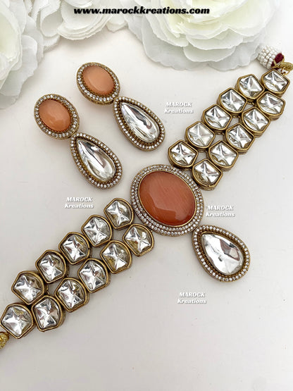 Luxna Premium Quality Kundan Statement Choker set