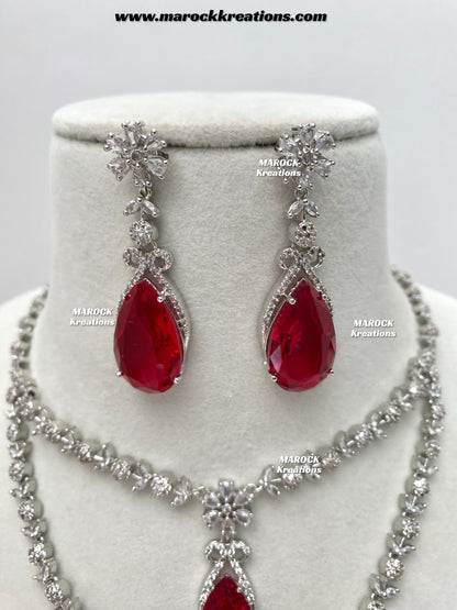Lauren Silver American Diamond Necklace set