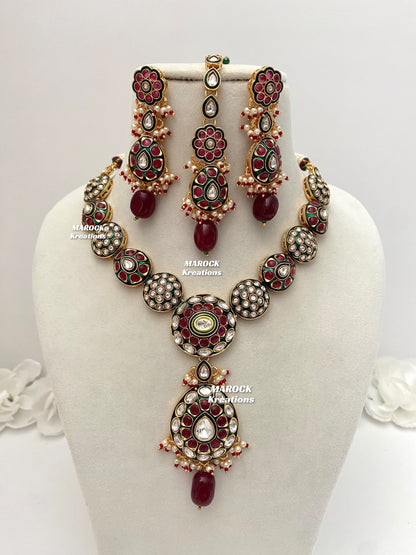 Akriti Premium Quality uncut Kundan Statement Necklace set
