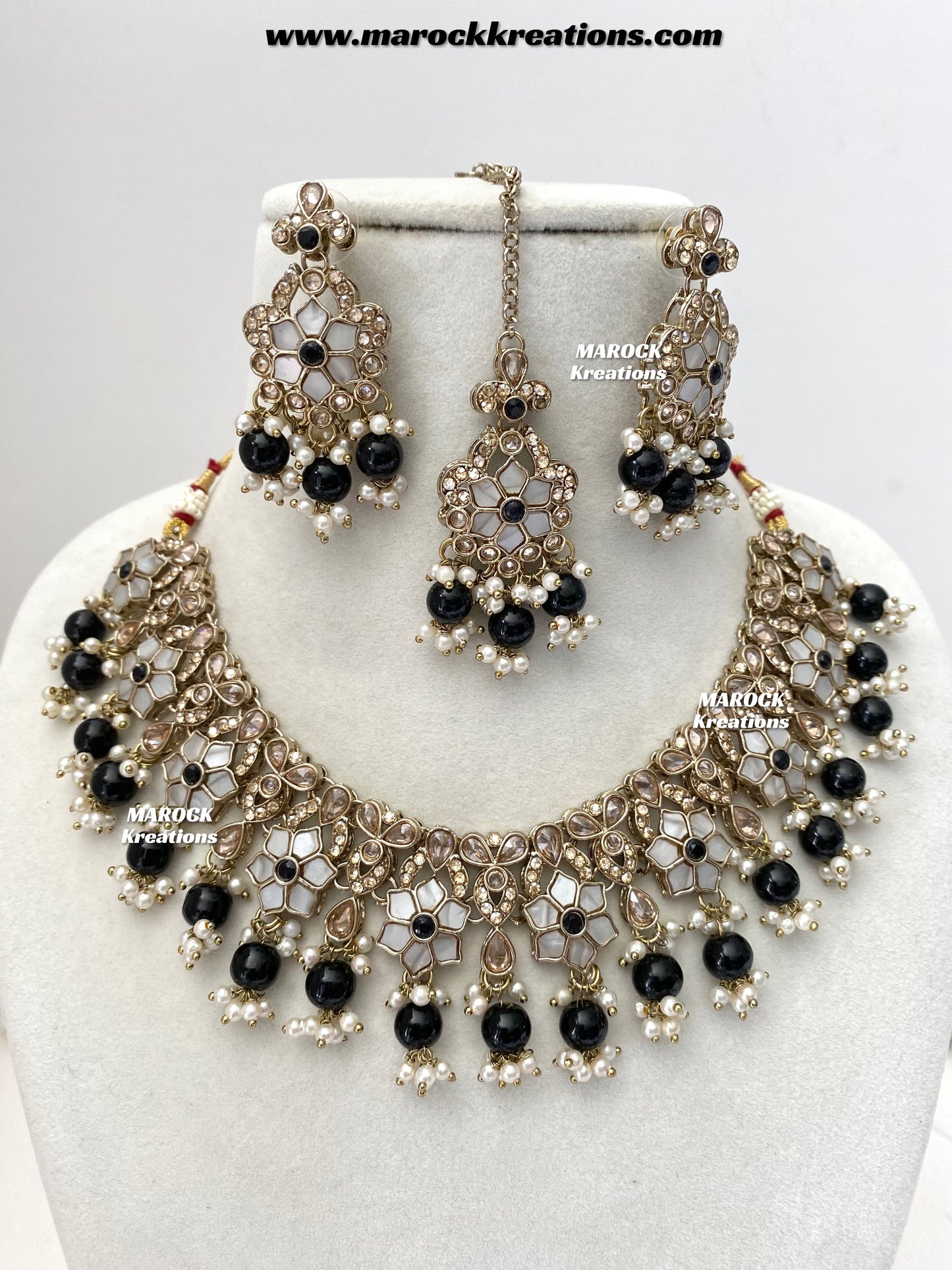 Arpan Antique Gold Polki MOP Statement Necklace set