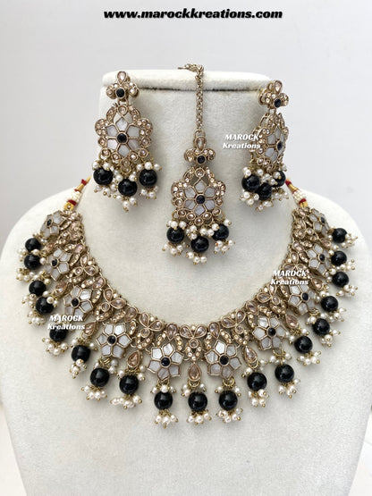 Arpan Antique Gold Polki MOP Statement Necklace set