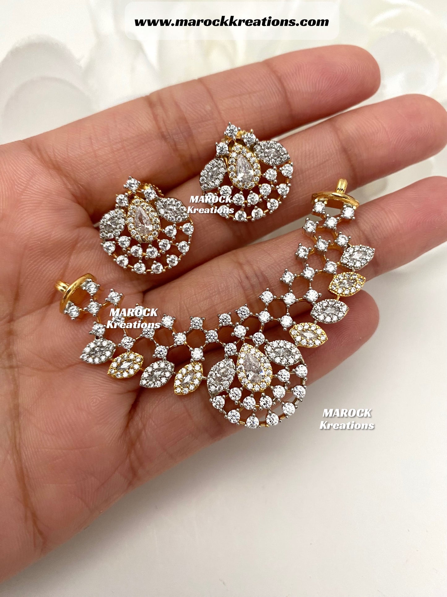 American Diamond Mangalsutra pendant with matching earrings