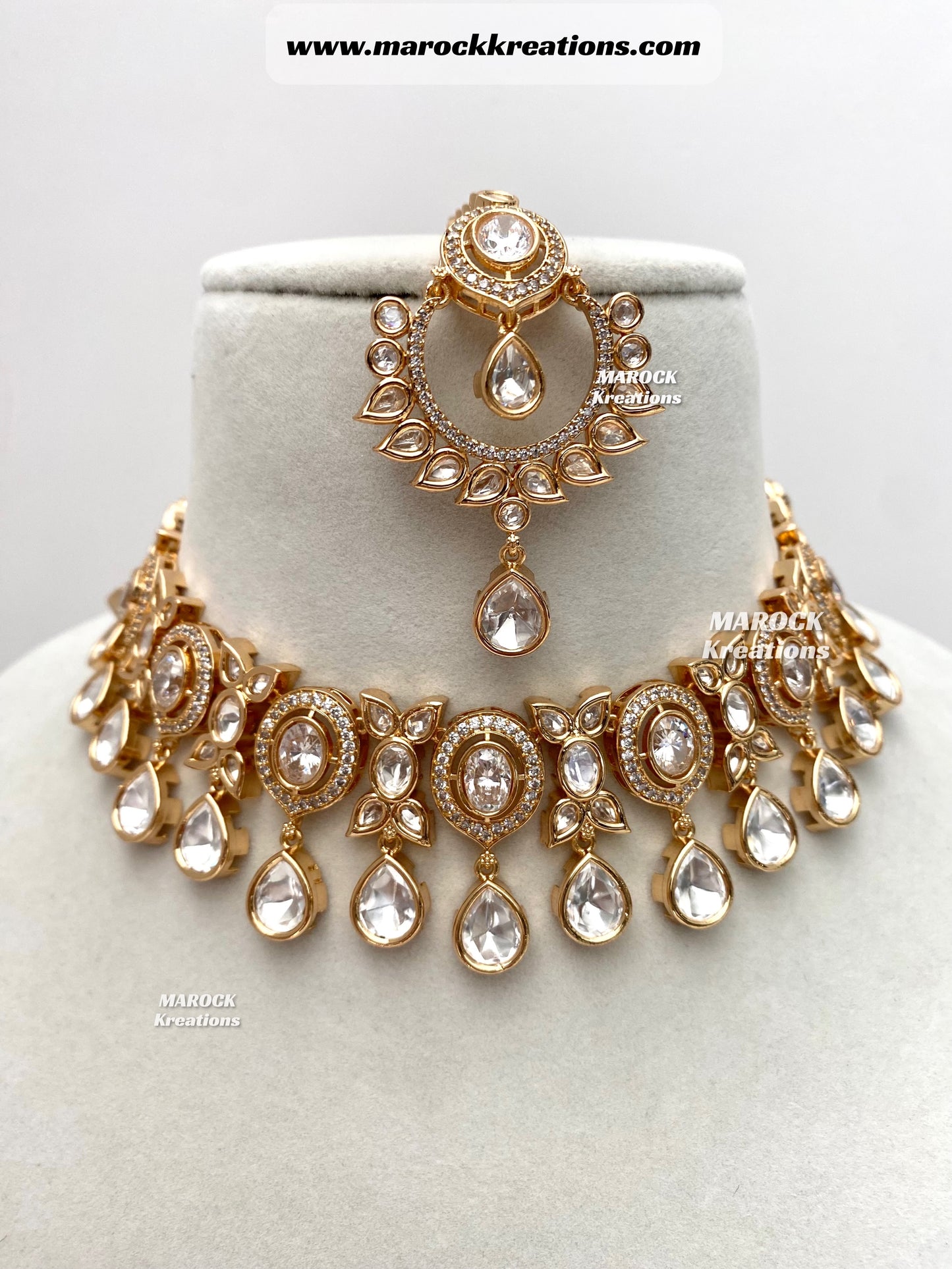 Naaz Tyani inspired Premium Quality gold plated Kundan Statement Necklace set