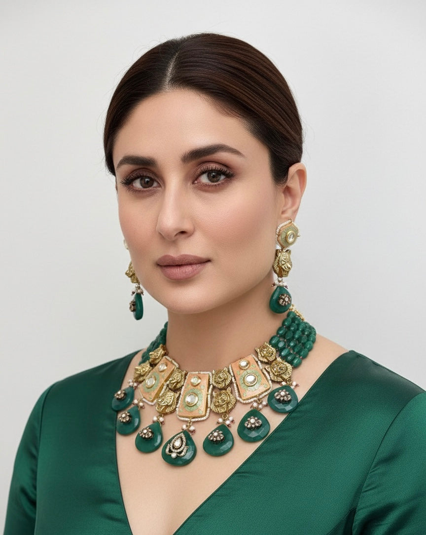 Razia Sabyasachi inspired Premium Quality Kundan Meenakari Statement Necklace set