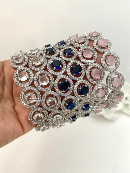 Silver American Diamond Bangles/Kade