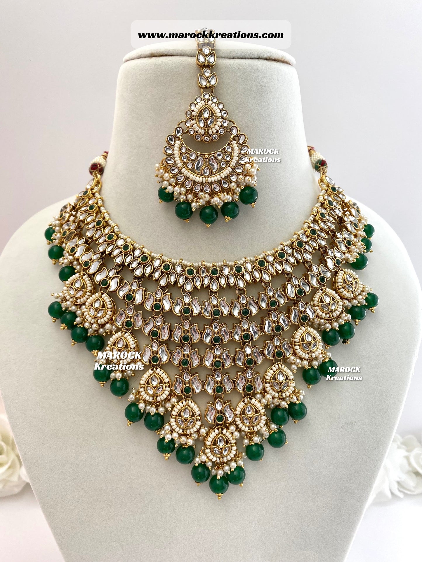 Fine Kundan V-shape Statement Necklace set