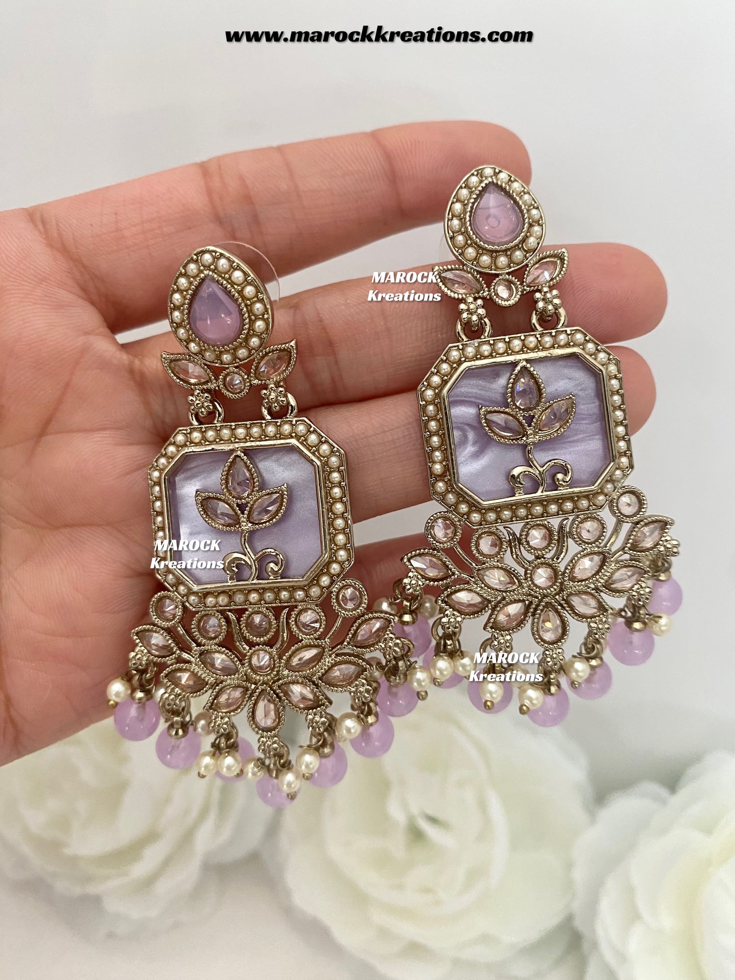 Manika Premium quality Antique gold MOP Statement Earrings
