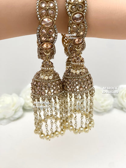 Kaynat Antique Gold Kaleere style Jhumki Bangles/Kade