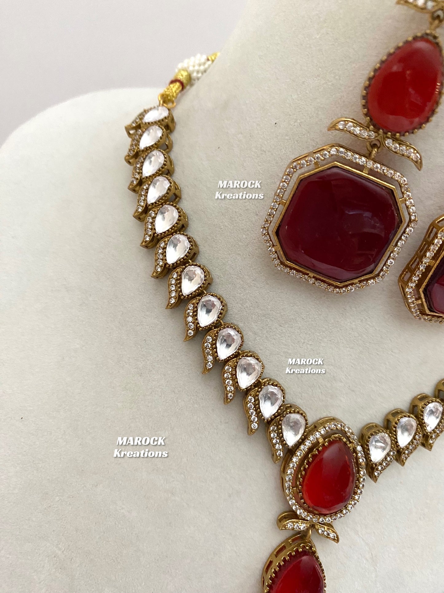 Elsie Tyani inspired Premium Quality Moissanite Kundan Necklace set
