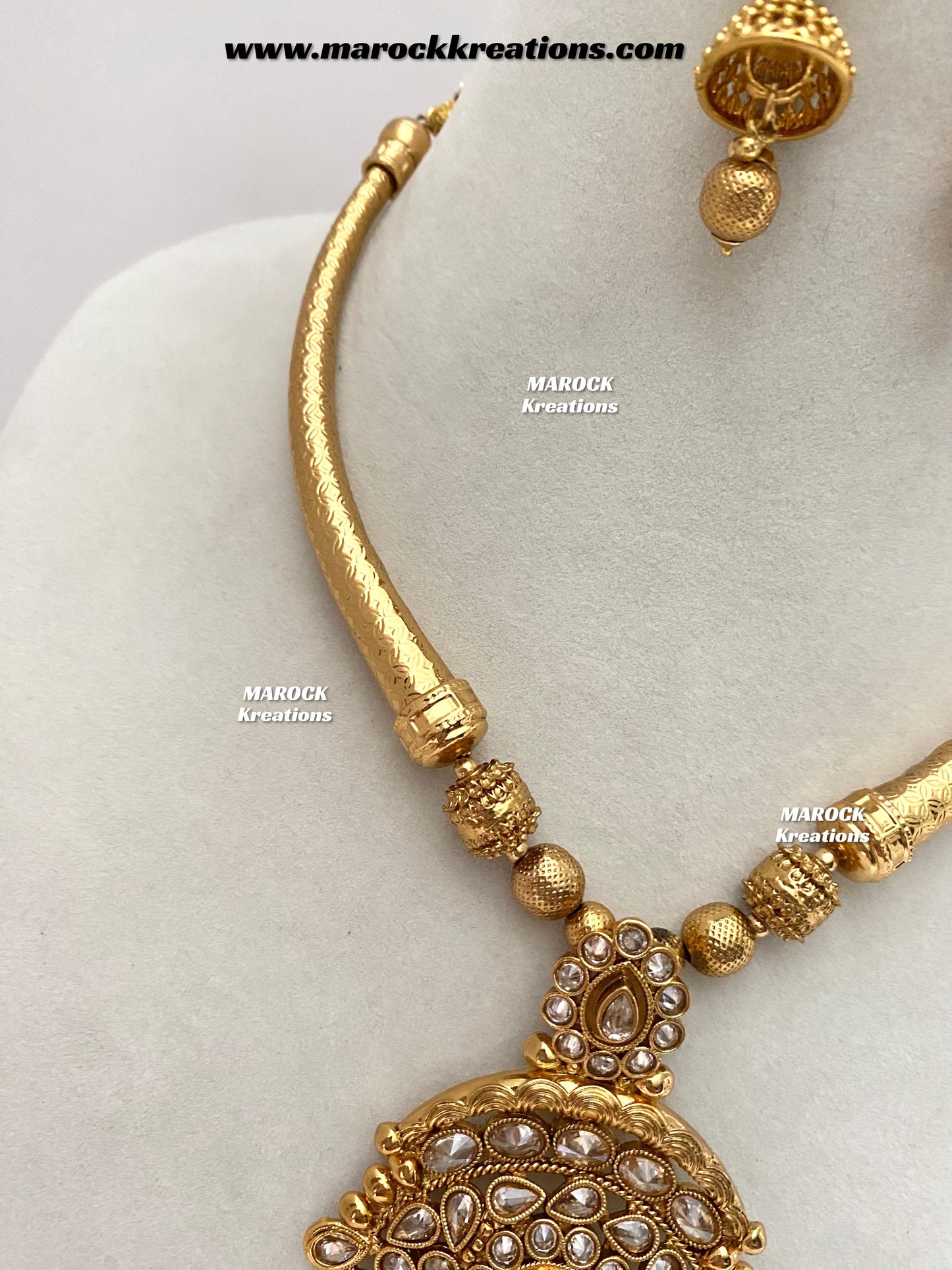 Sama Gold plated exclusive Polki hasli Necklace set