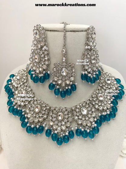 Naina Silver Stone Necklace set