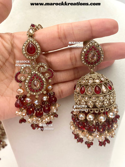 Nazmun Antique Gold Pakistani Polki  choker/necklace set with Passa