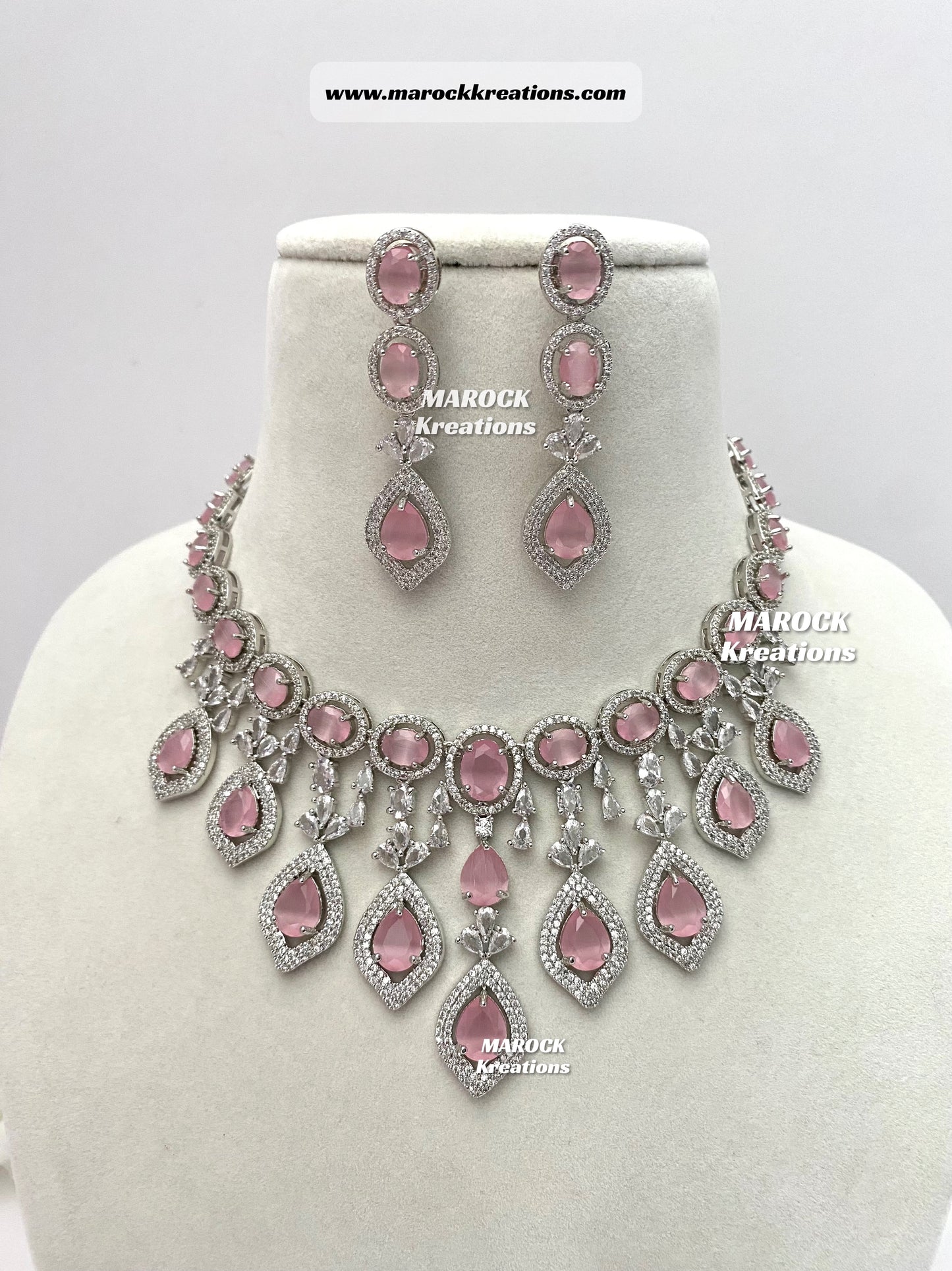 Silver American Diamond Necklace set