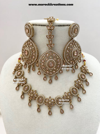 Mavis Antique Gold Polki Necklace set