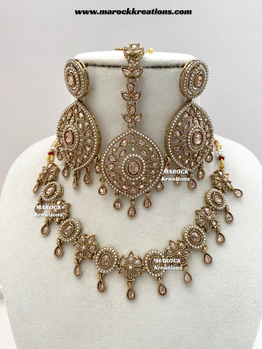 Mavis Antique Gold Polki Necklace set