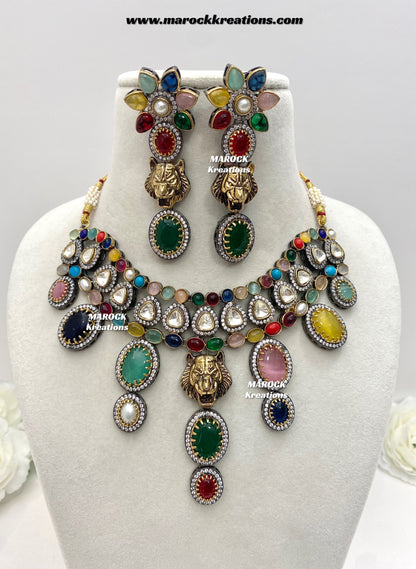 Sabeen Sabyasachi inspired Victorian Kundan Statement necklace set