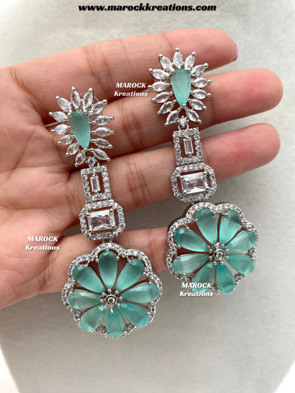 Rosy Silver American Diamond Earrings