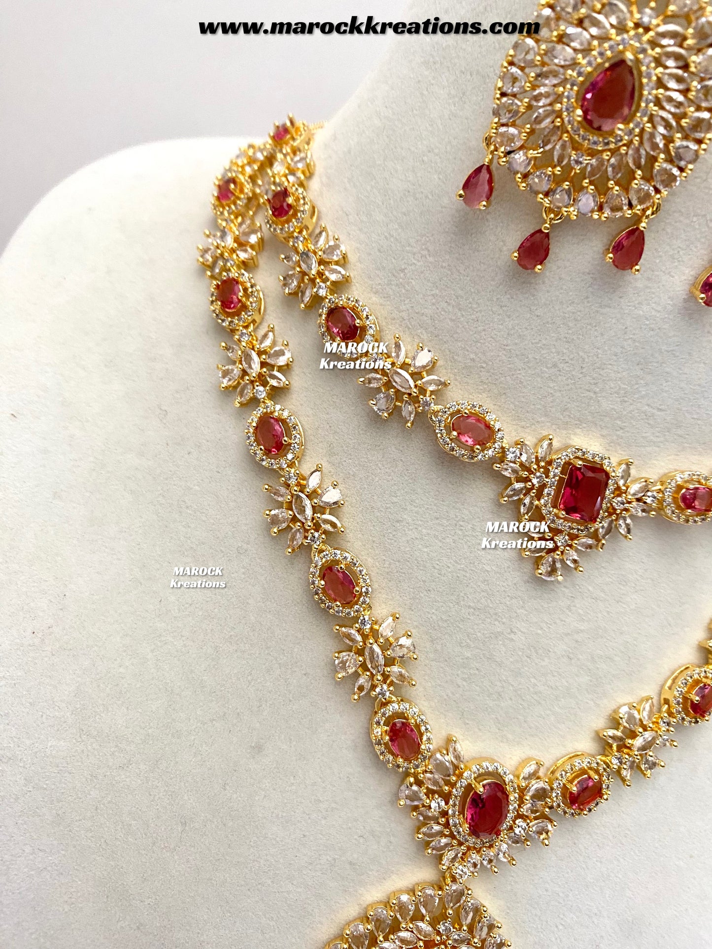 Farhat Golden American Diamond Necklace set