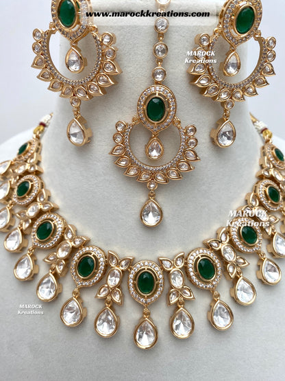 Naaz Tyani inspired Premium Quality gold plated Kundan Statement Necklace set