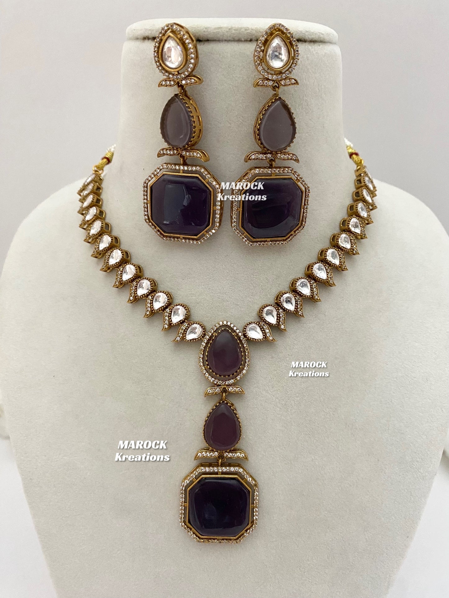 Elsie Tyani inspired Premium Quality Moissanite Kundan Necklace set