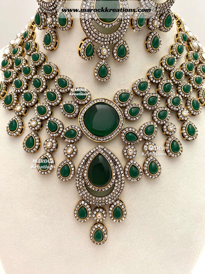 Sarah Bollywood style Victorian Monalisa Statement Necklace set