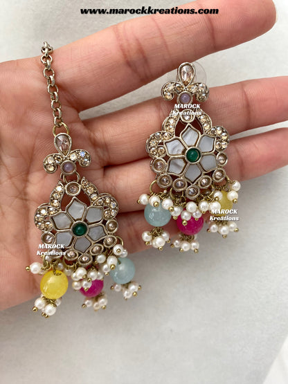 Arpan Antique Gold Polki MOP Statement Necklace set