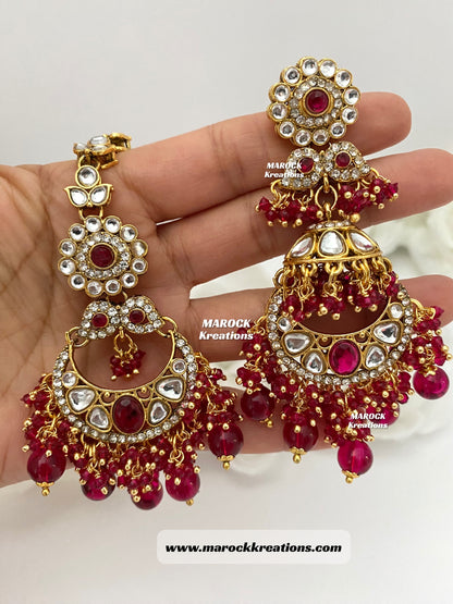 Premium Quality Kundan Earrings and tikka set