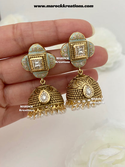 Habibi Premium Quality Gold plated Rajwadi Meenakari choker set