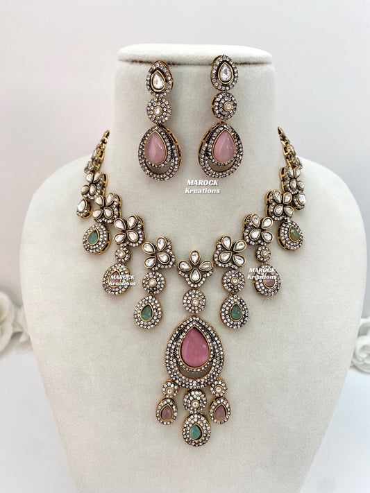 Sanjna Victorian Kundan Statement Necklace set