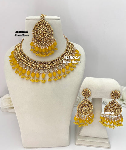 Trendy Gold plated traditional necklace sets/Elegant gold look necklace sets.