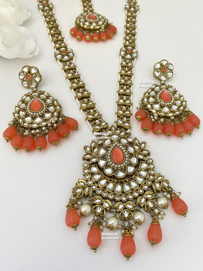 Kundan Coral Rani Haar/Long necklace