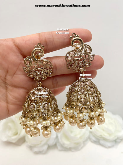 Antique Gold Polki Jhumki Earrings