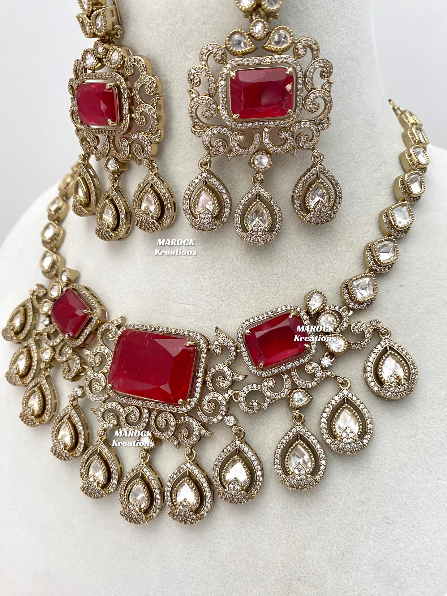 Labiba Sabyasachi inspired Premium Quality Moissanite Kundan with doublet stone Statement Necklace set