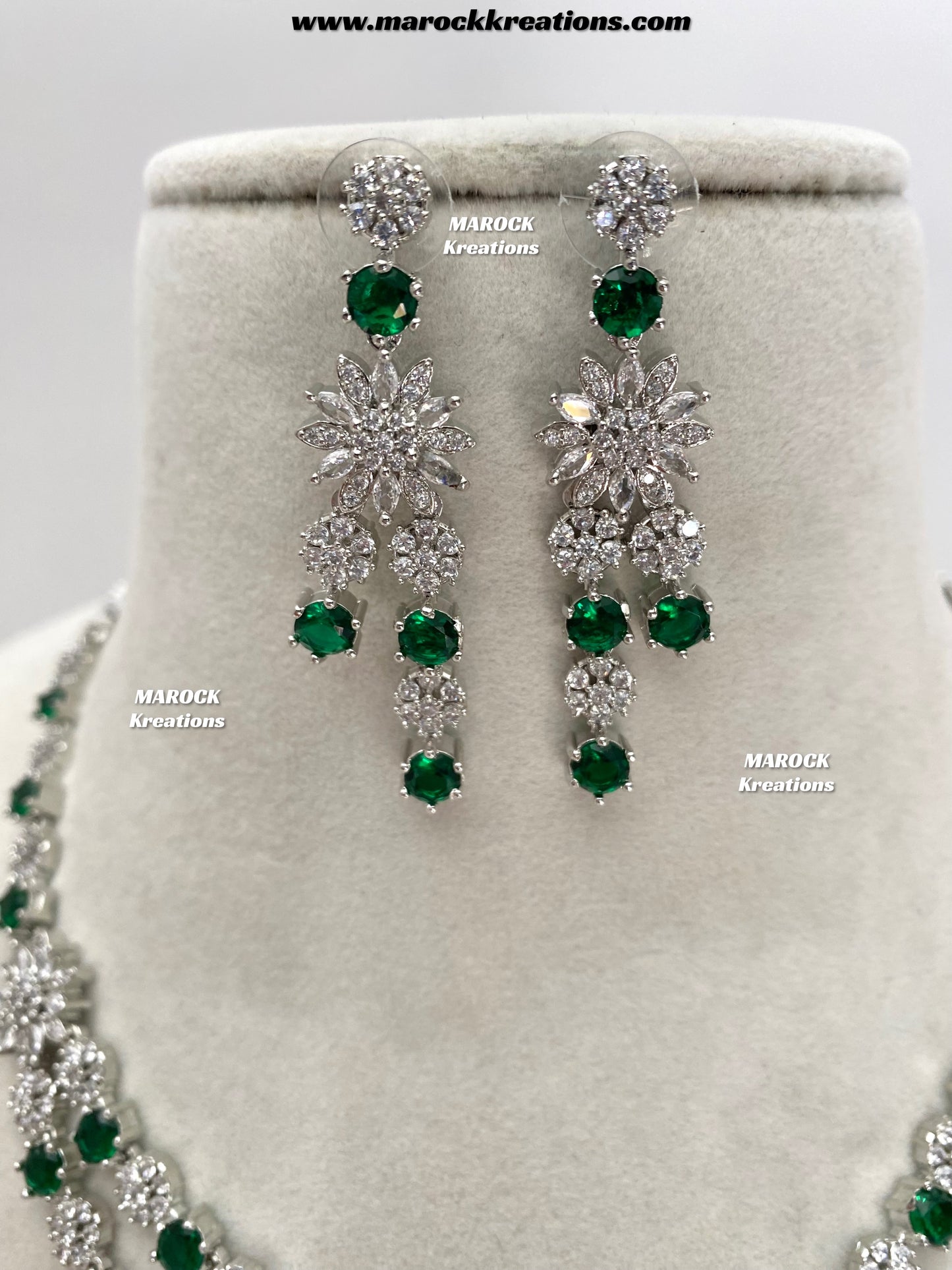 Sumra Silver American Diamond Double layer Necklace set  on